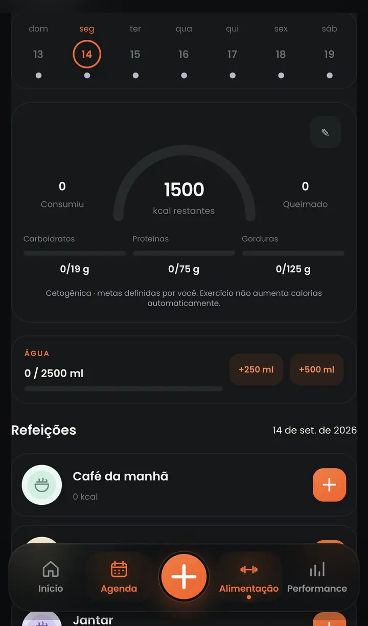 Tela Alimentação do TRIIL